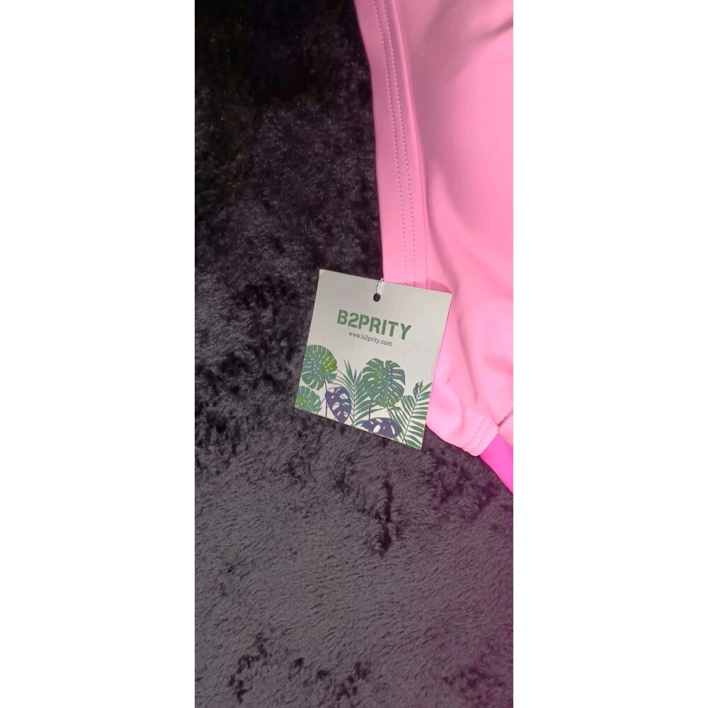 NWT! B2Prity Cutout OnePiece Swimdress Swimsuit XL Pink Colorblock Tummy Control - Picture 2 of 12
